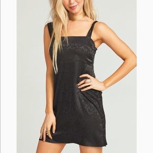 Aria Dress-Black Satin Jacquard-Show Me Your Mumu